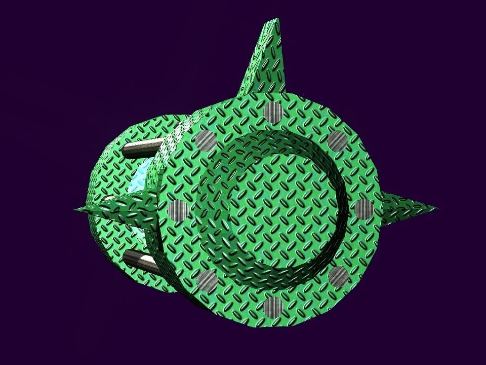 Flame Engine Piped Spaceship Low-poly 3D model_5