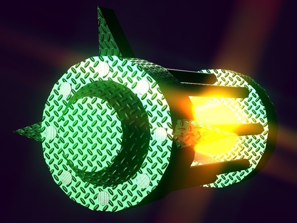 Flame Engine Piped Spaceship Low-poly 3D model_10