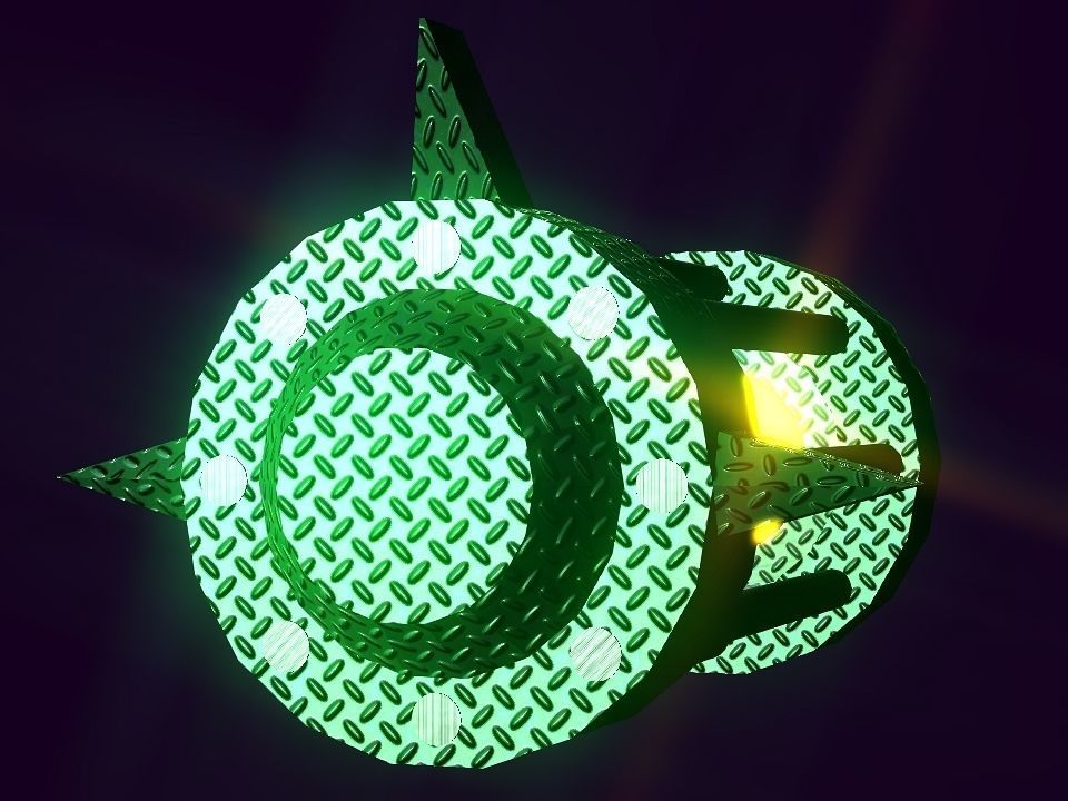 Flame Engine Piped Spaceship Low-poly 3D model_9