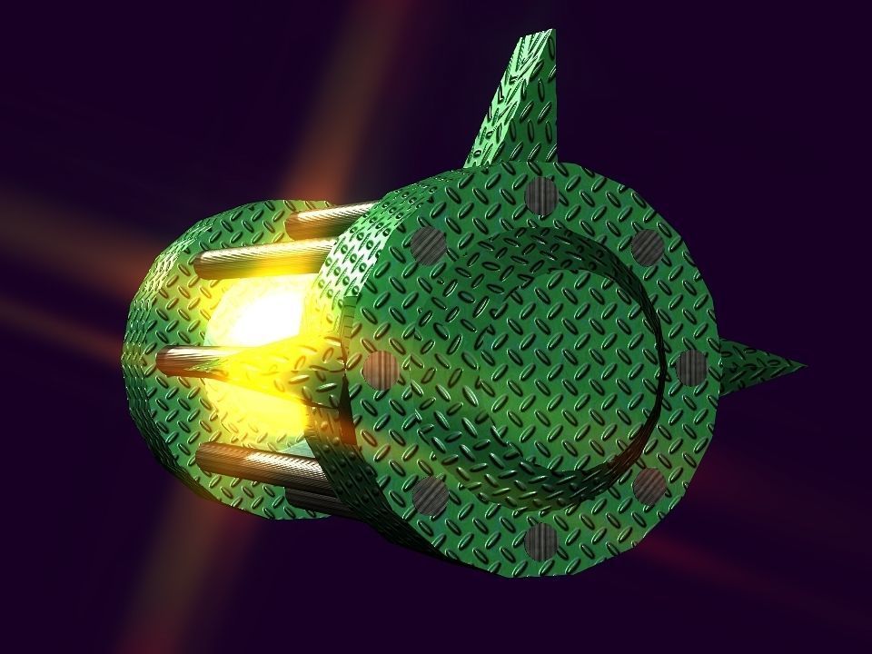 Flame Engine Piped Spaceship Low-poly 3D model_4