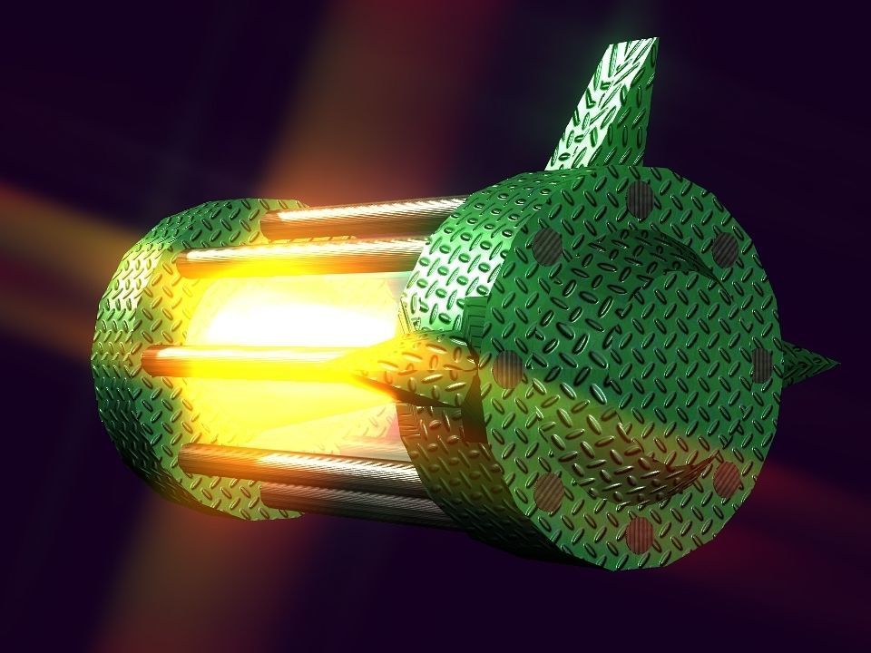 Flame Engine Piped Spaceship Low-poly 3D model_3