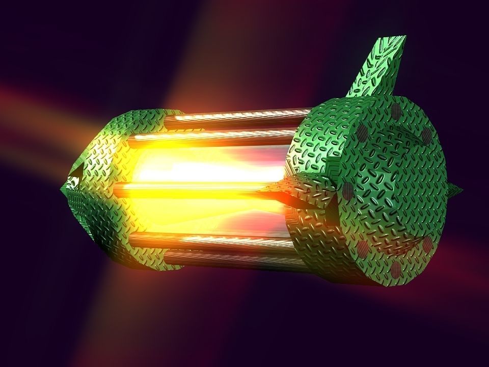 Flame Engine Piped Spaceship Low-poly 3D model_2
