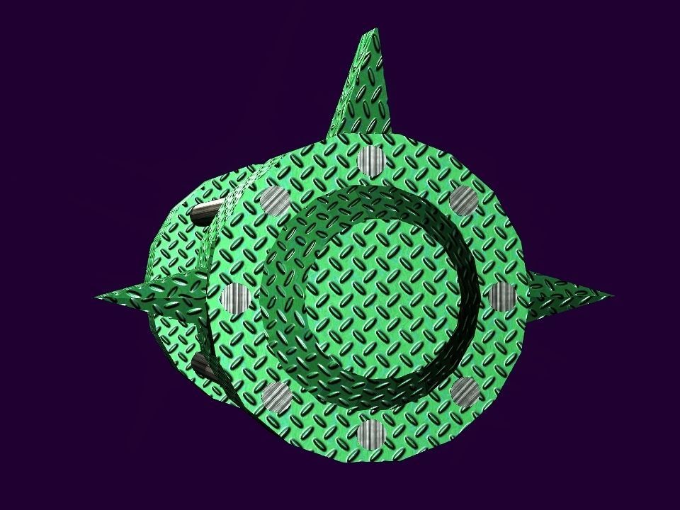 Flame Engine Piped Spaceship Low-poly 3D model_6