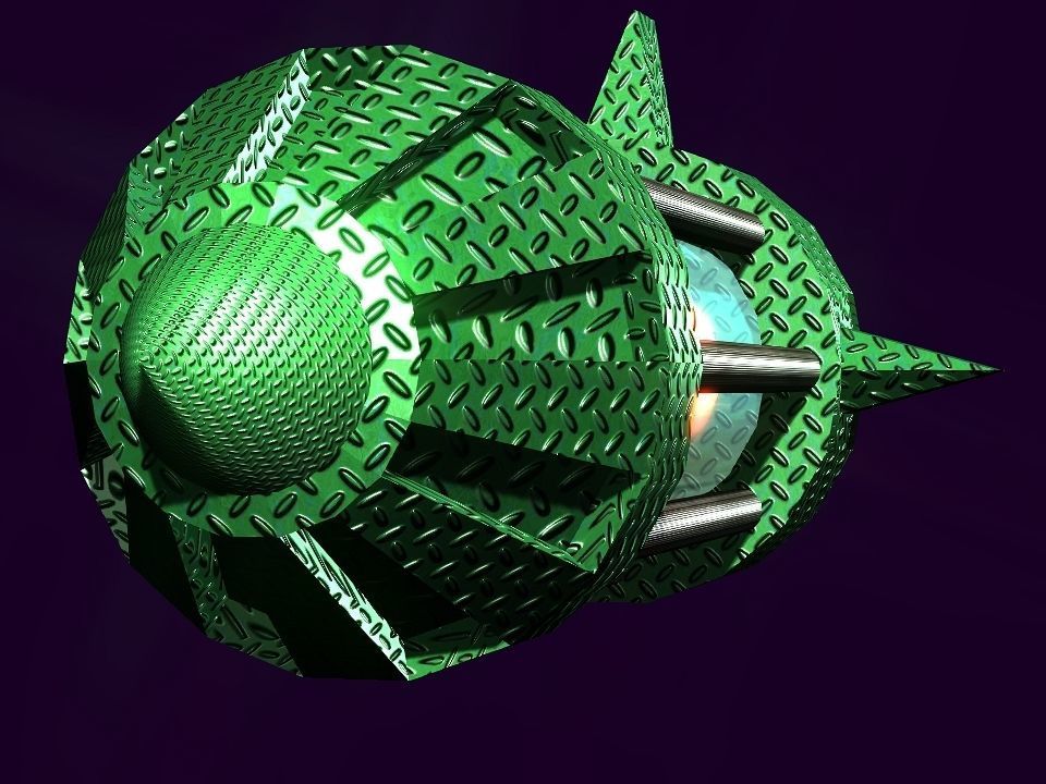 Flame Engine Piped Spaceship Low-poly 3D model_12