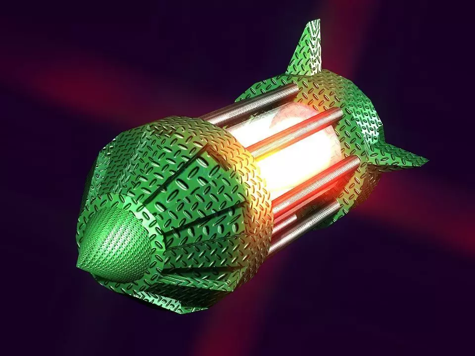 Flame Engine Piped Spaceship Low-poly 3D model_0