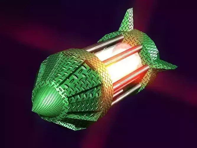 Flame Engine Piped Spaceship Low-poly 3D model