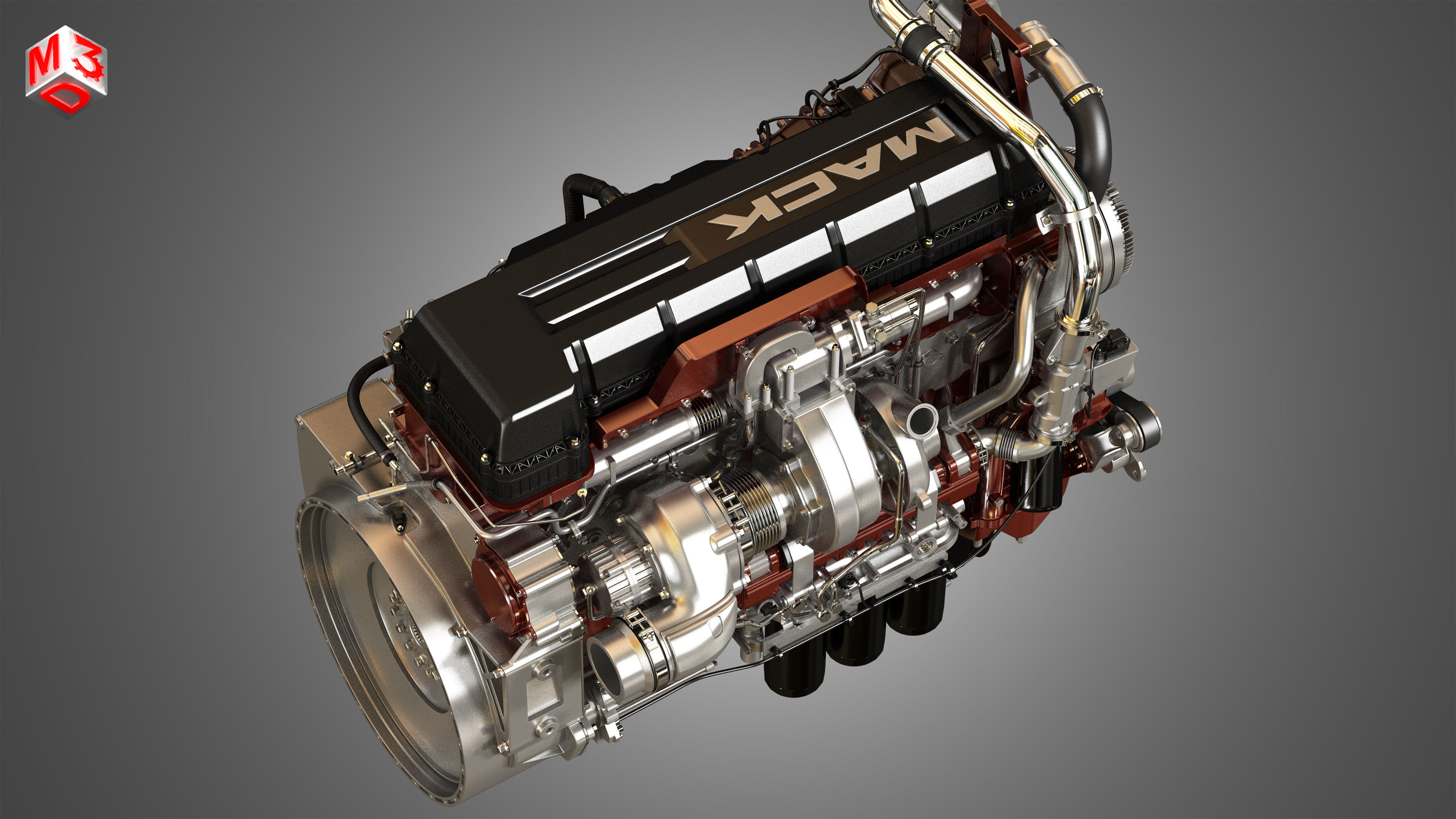 MP8 Heavy Duty Truck Engine - 6 Cylinder Diesel Engine 3D model_13
