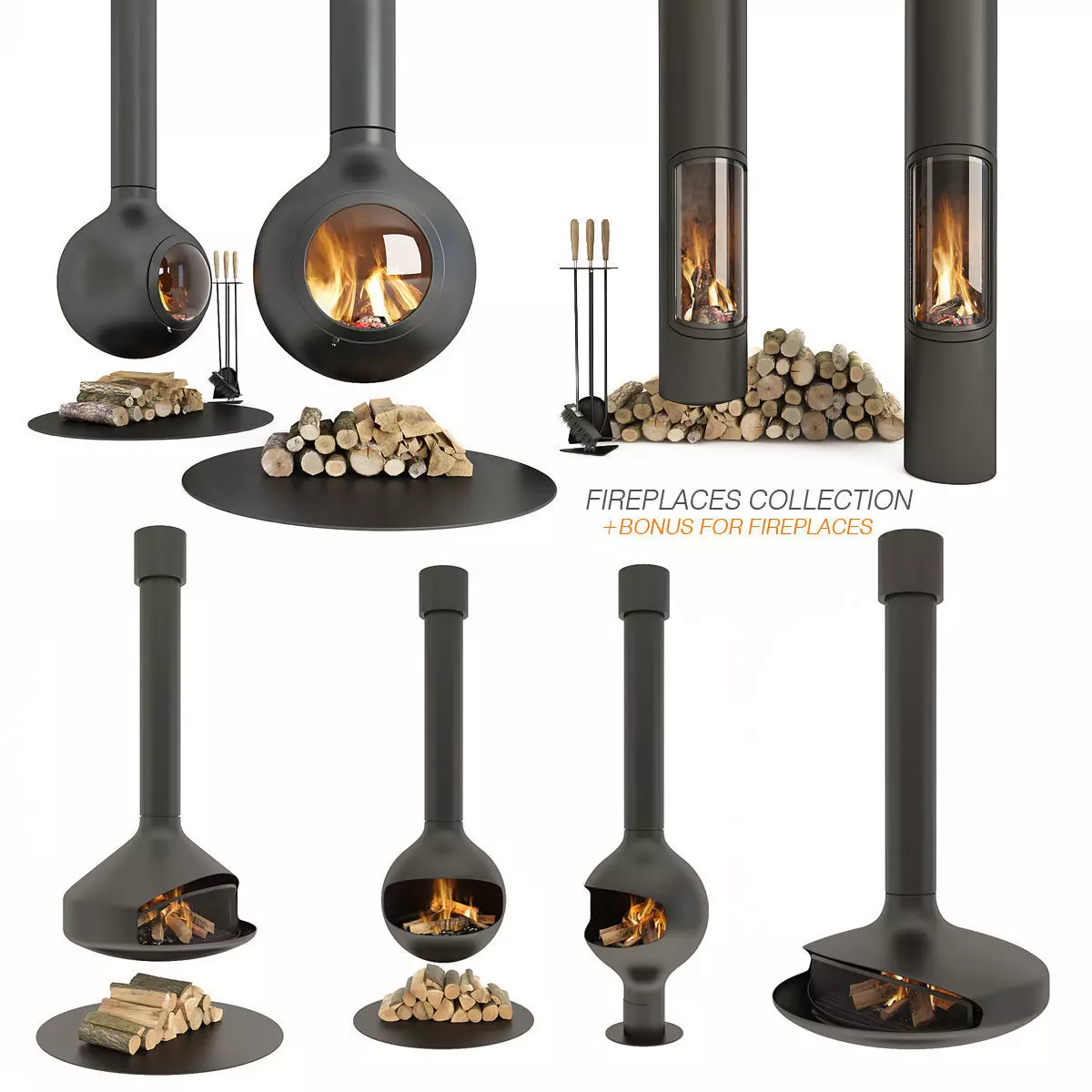 Collection Fireplace outdoor 3D model