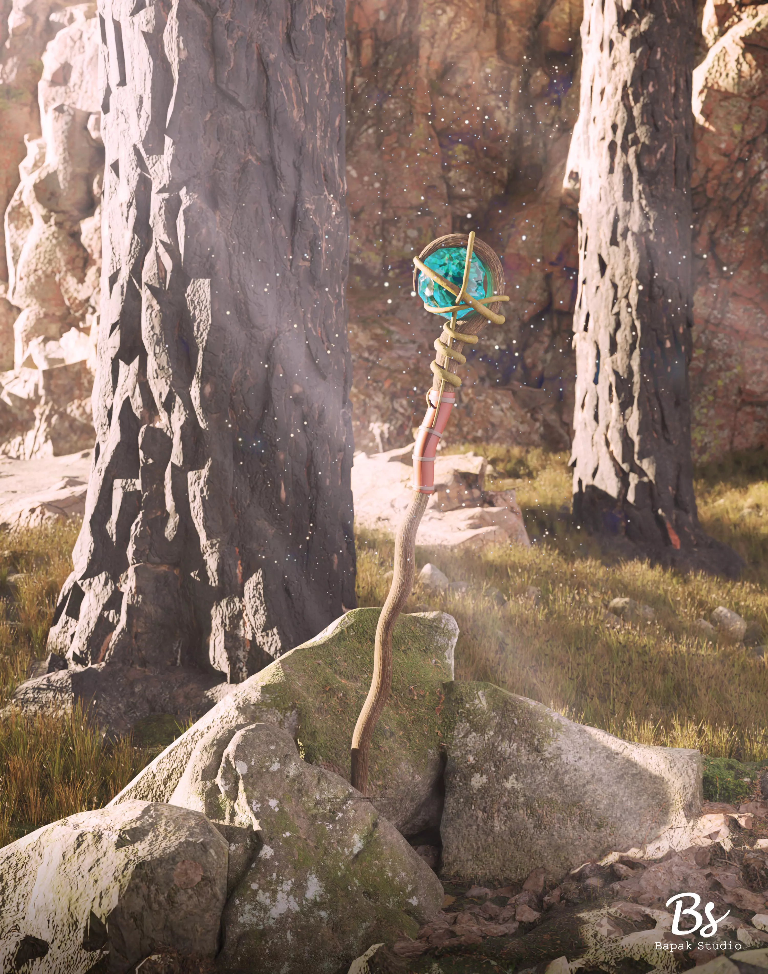 Legendary Magical Staff 3D model_0