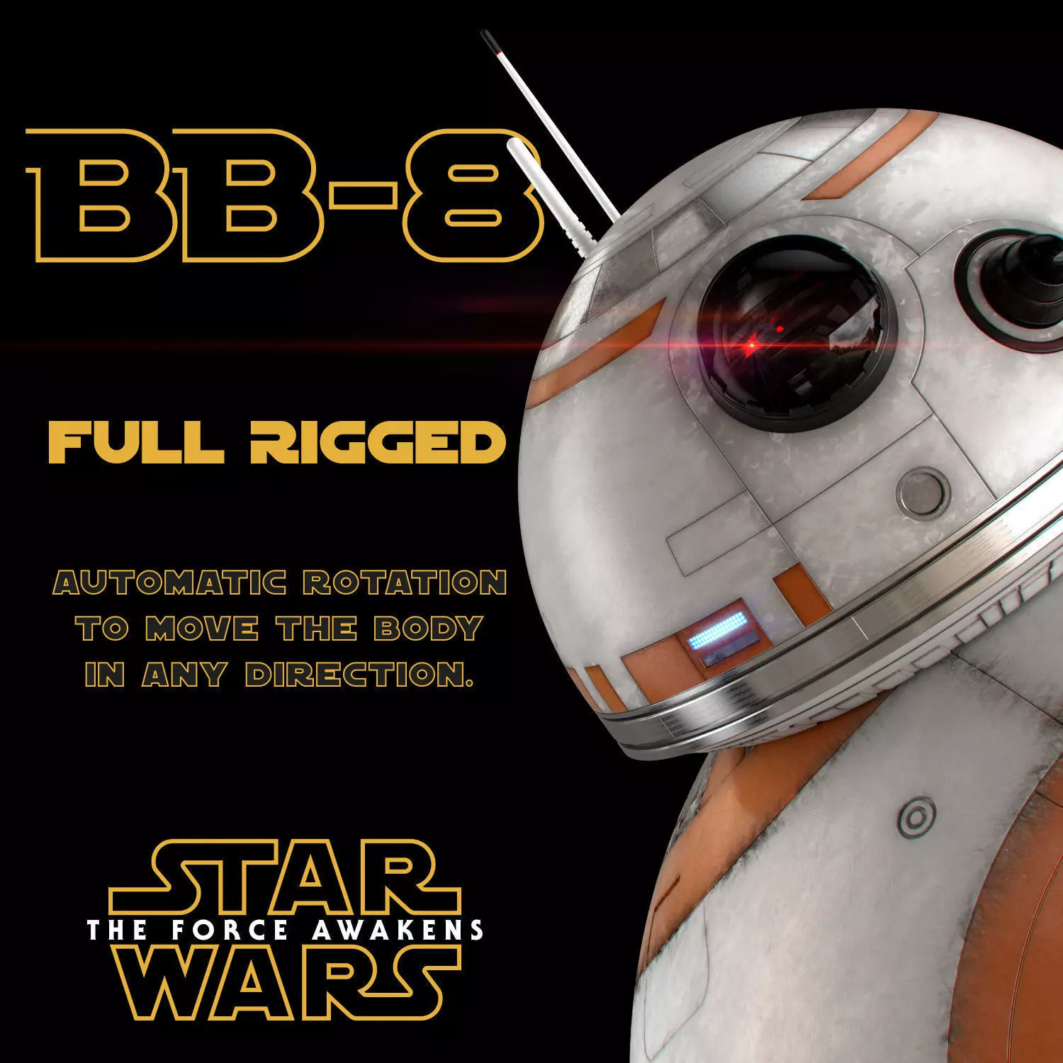 BB-8 Star Wars Droid Full Rigged 3D model_0
