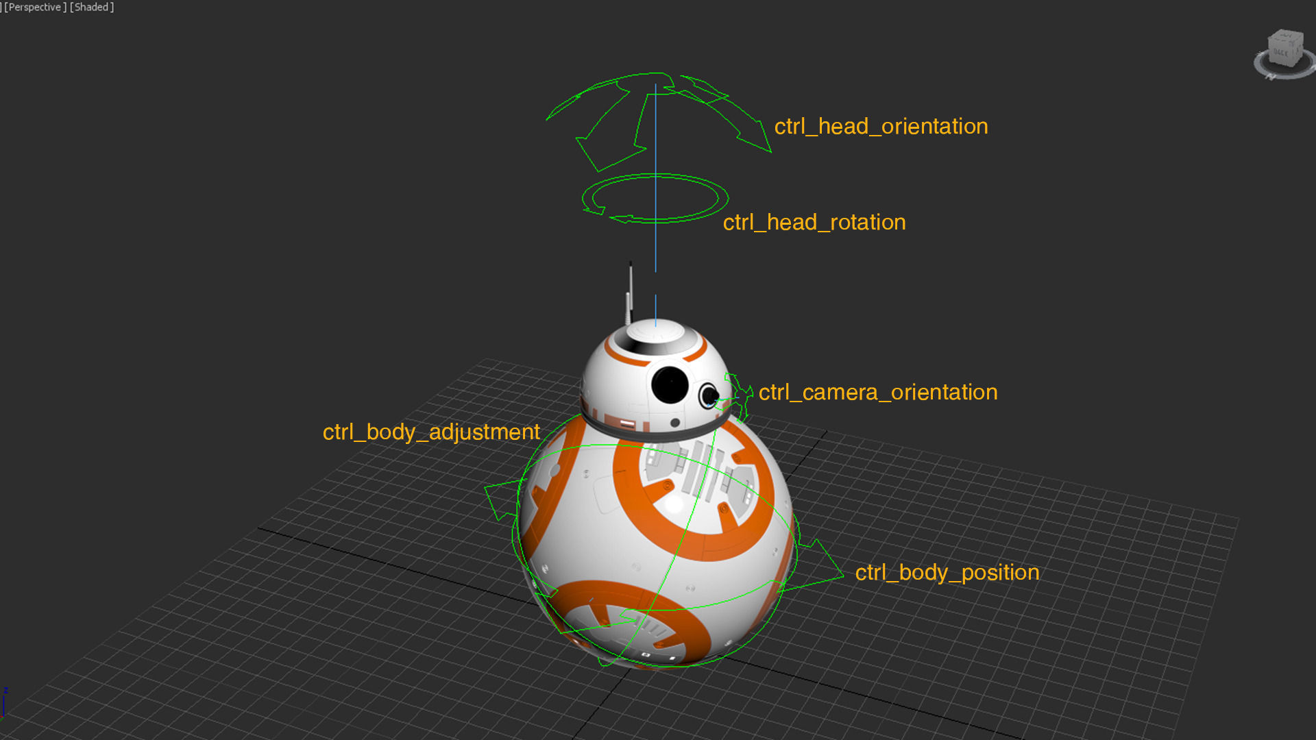 BB-8 Star Wars Droid Full Rigged 3D model_12