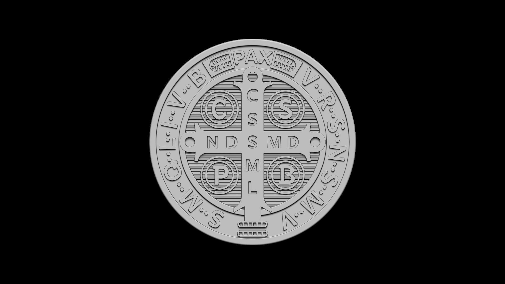Saint Benedict Coin  3D print model_4