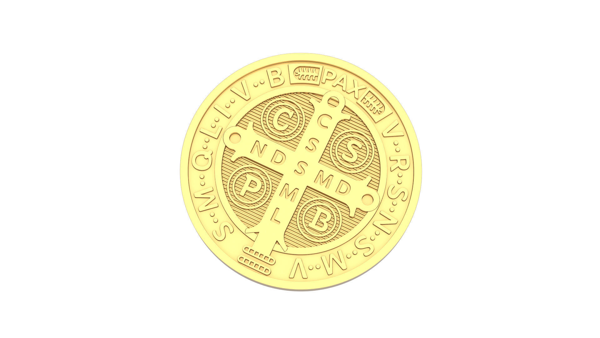 Saint Benedict Coin  3D print model_7