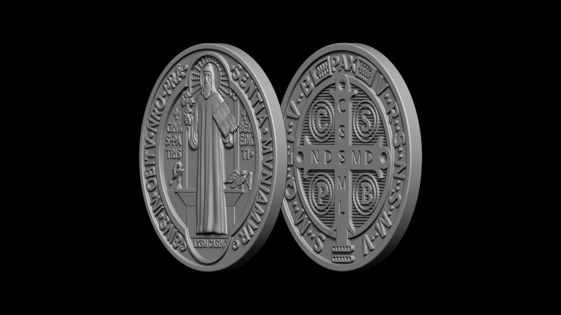 Saint Benedict Coin  3D print model_3