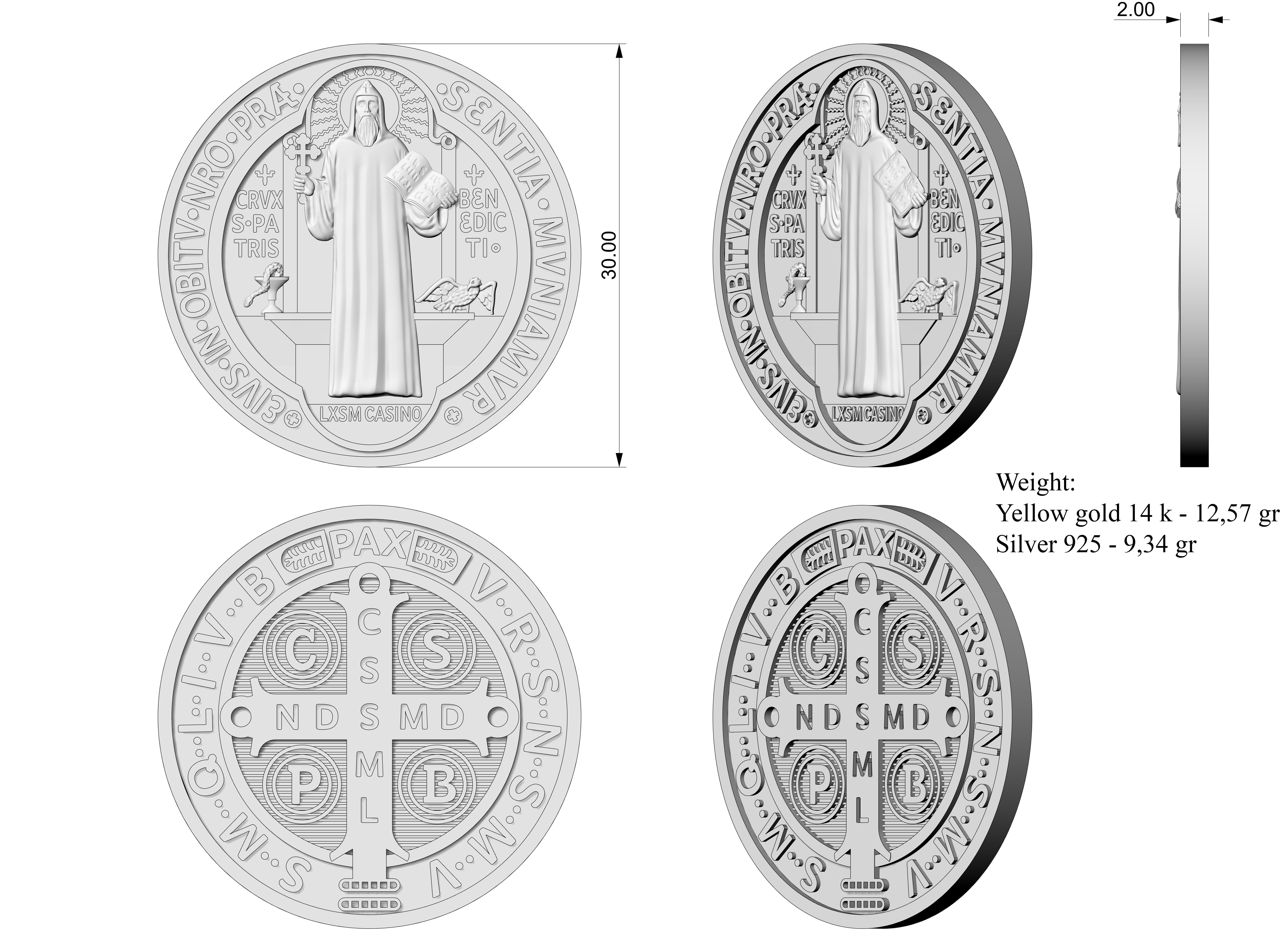 Saint Benedict Coin  3D print model_8