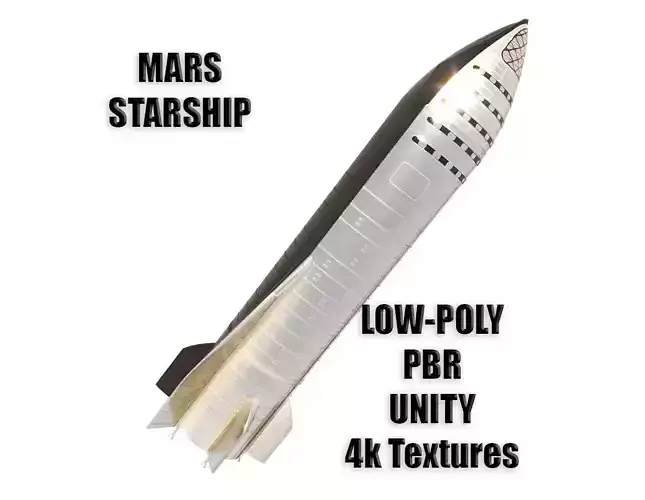Elon Musk Starship Low Poly MARS Rocket PBR 4k ready game render Low-poly 3D model