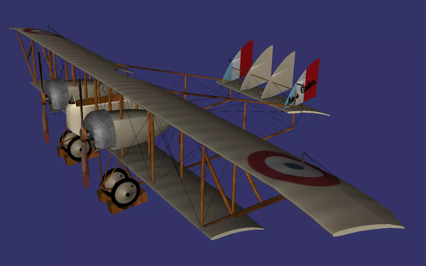 Caudron G 4 biplane Low-poly 3D model