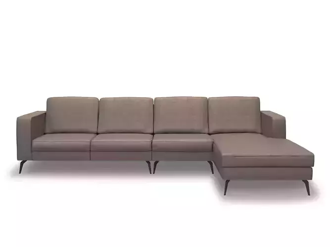 MODULAR SOFA -L SHAPE -BROWN LEATHER