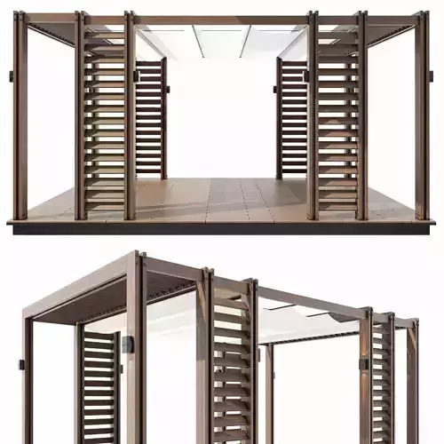 Pergola outdoor gazebo with wooden slats 3D model