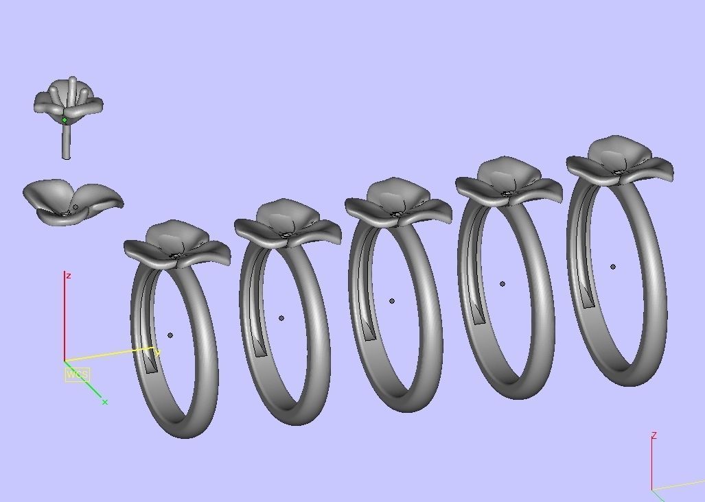 Flower Engagement ring 3mm stone 3D print model_8