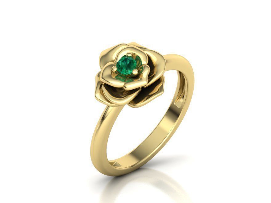 Flower Engagement ring 3mm stone 3D print model_19