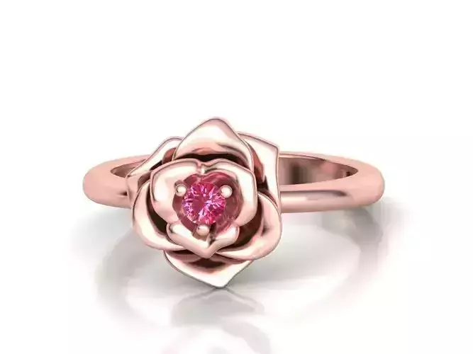 Flower Engagement ring 3mm stone 3D print model