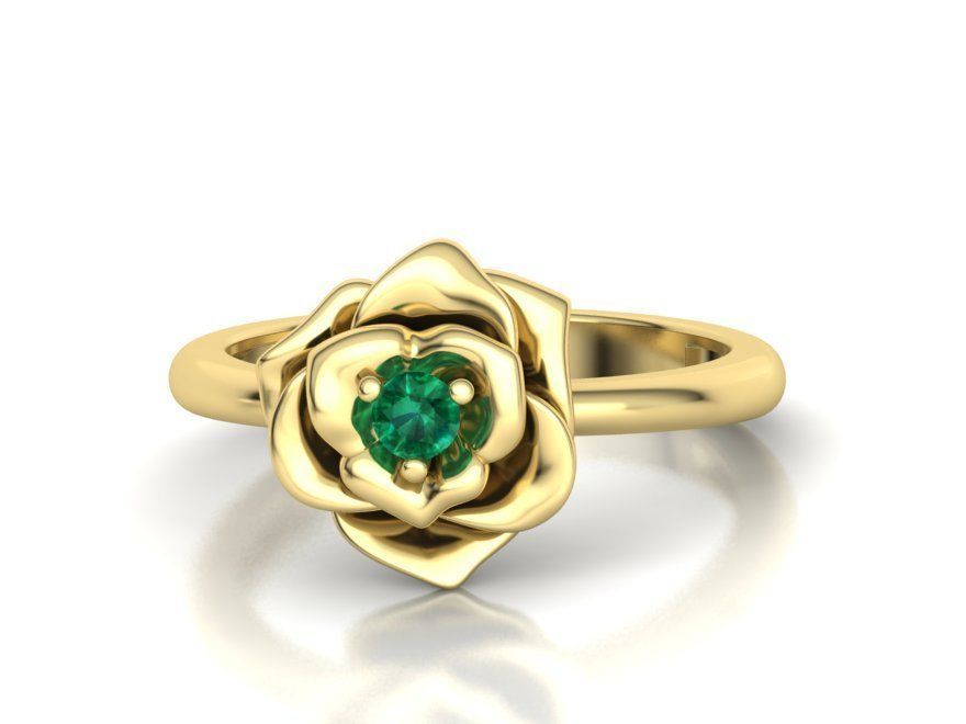 Flower Engagement ring 3mm stone 3D print model_13