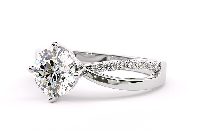 Twisted Round Shape Diamond Engagement Ring 3D print model