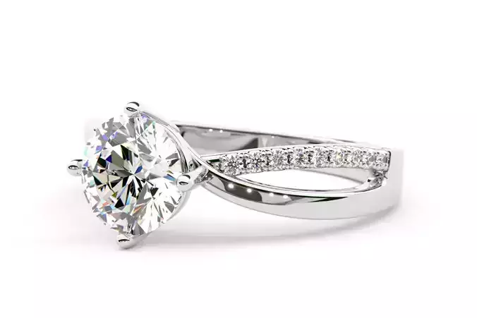 Twisted Round Shape Diamond Engagement Ring 3D print model