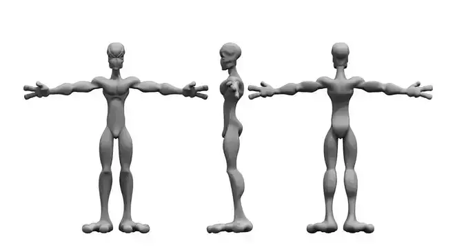 alien low poly 3d model human figure