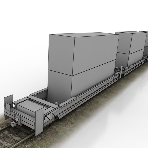 3D model Double Stack Shipping Container Train Set SD70M VR / AR / low ...