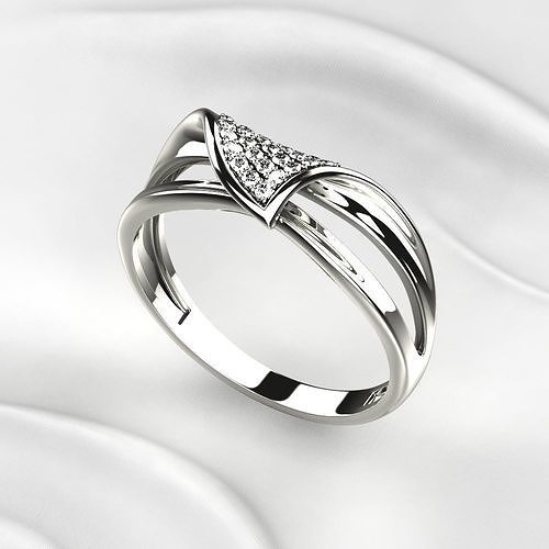 Bended Gold Pave Ring 3D print model