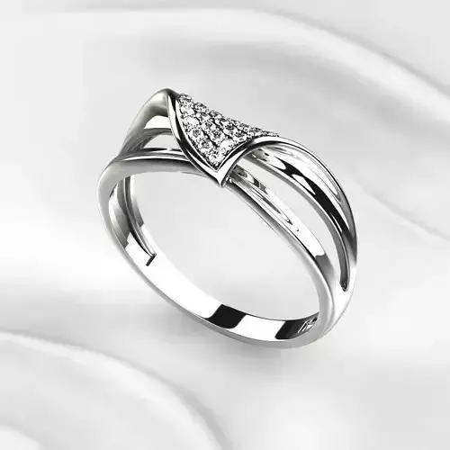 Bended Gold Pave Ring