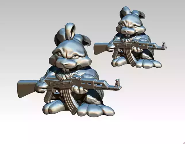 Gun Weapon Bunny AK47 Statue Pendant Necklace 3D print model