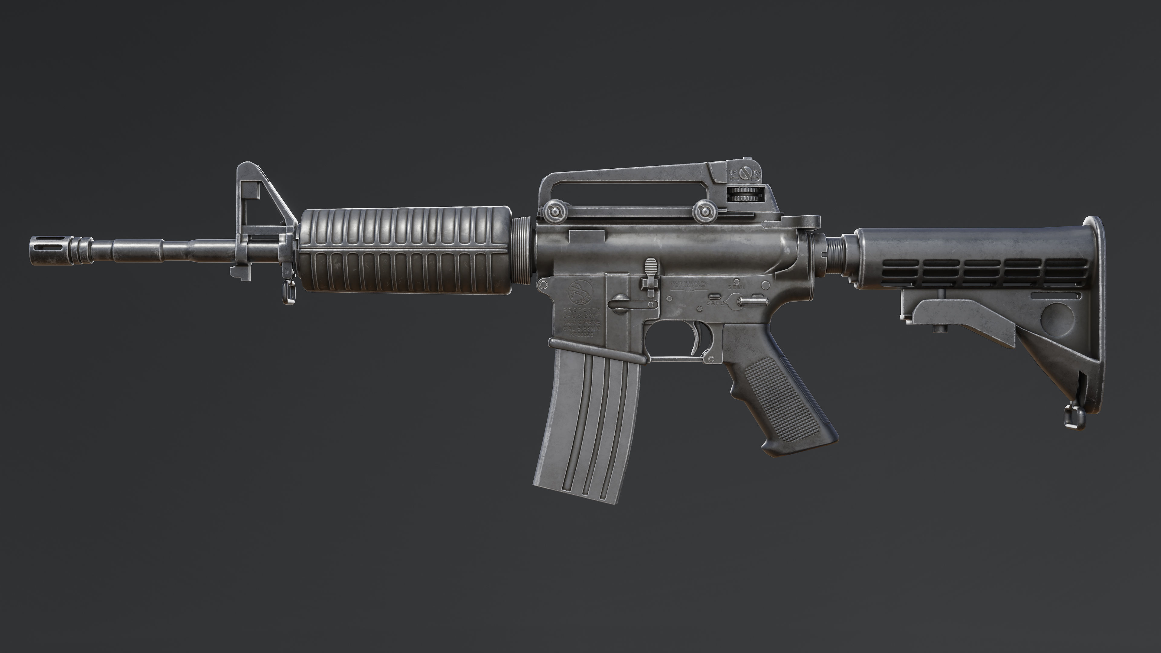 M4A1 for Gameasset Low-poly 3D model_3