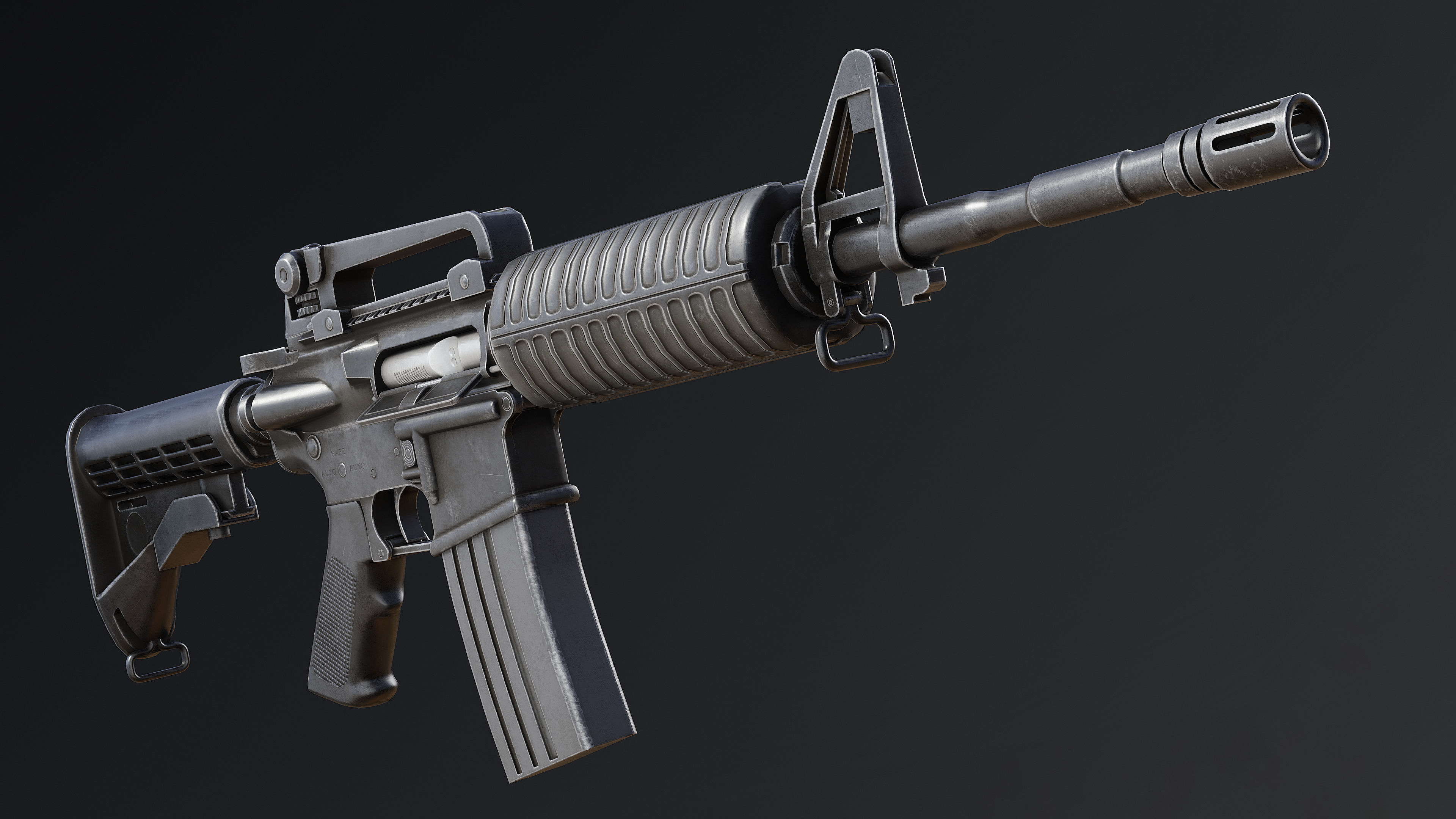 M4A1 for Gameasset Low-poly 3D model_1