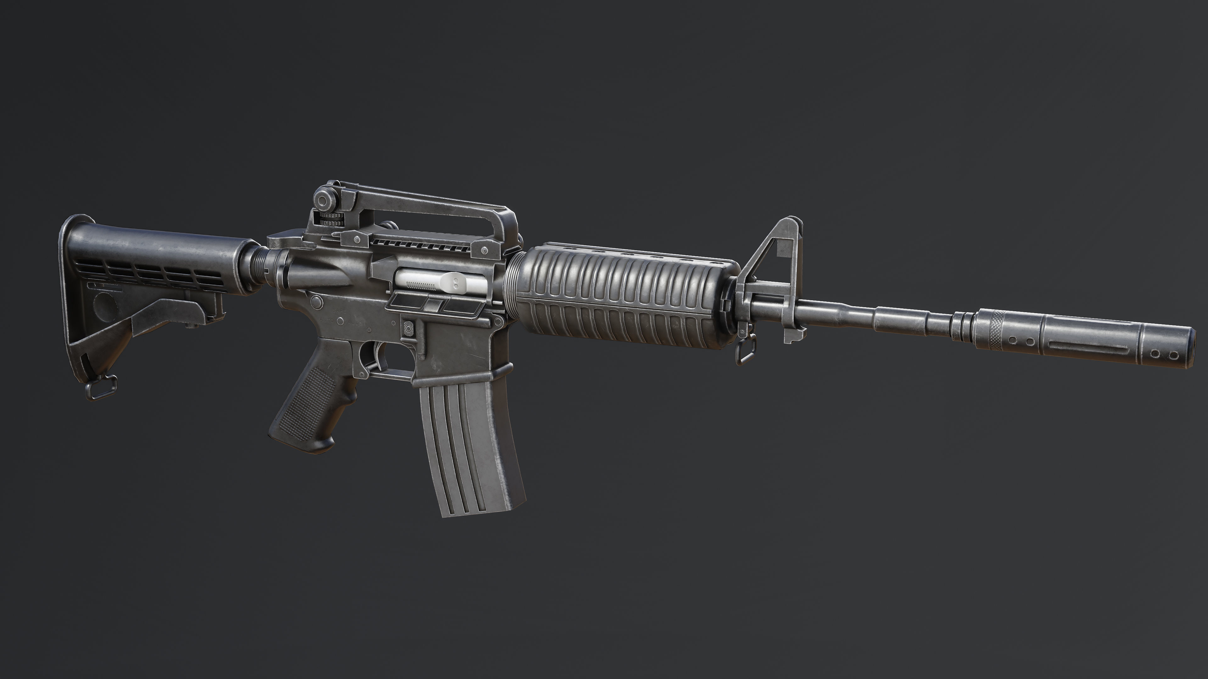 M4A1 for Gameasset Low-poly 3D model_8