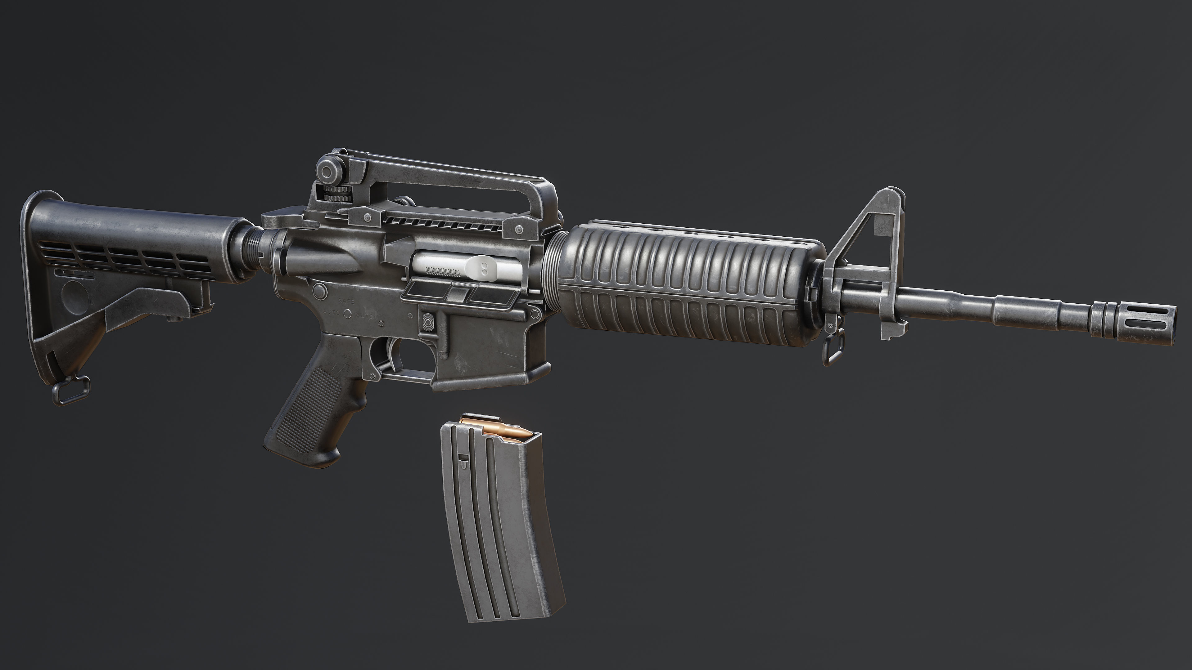 M4A1 for Gameasset Low-poly 3D model_7
