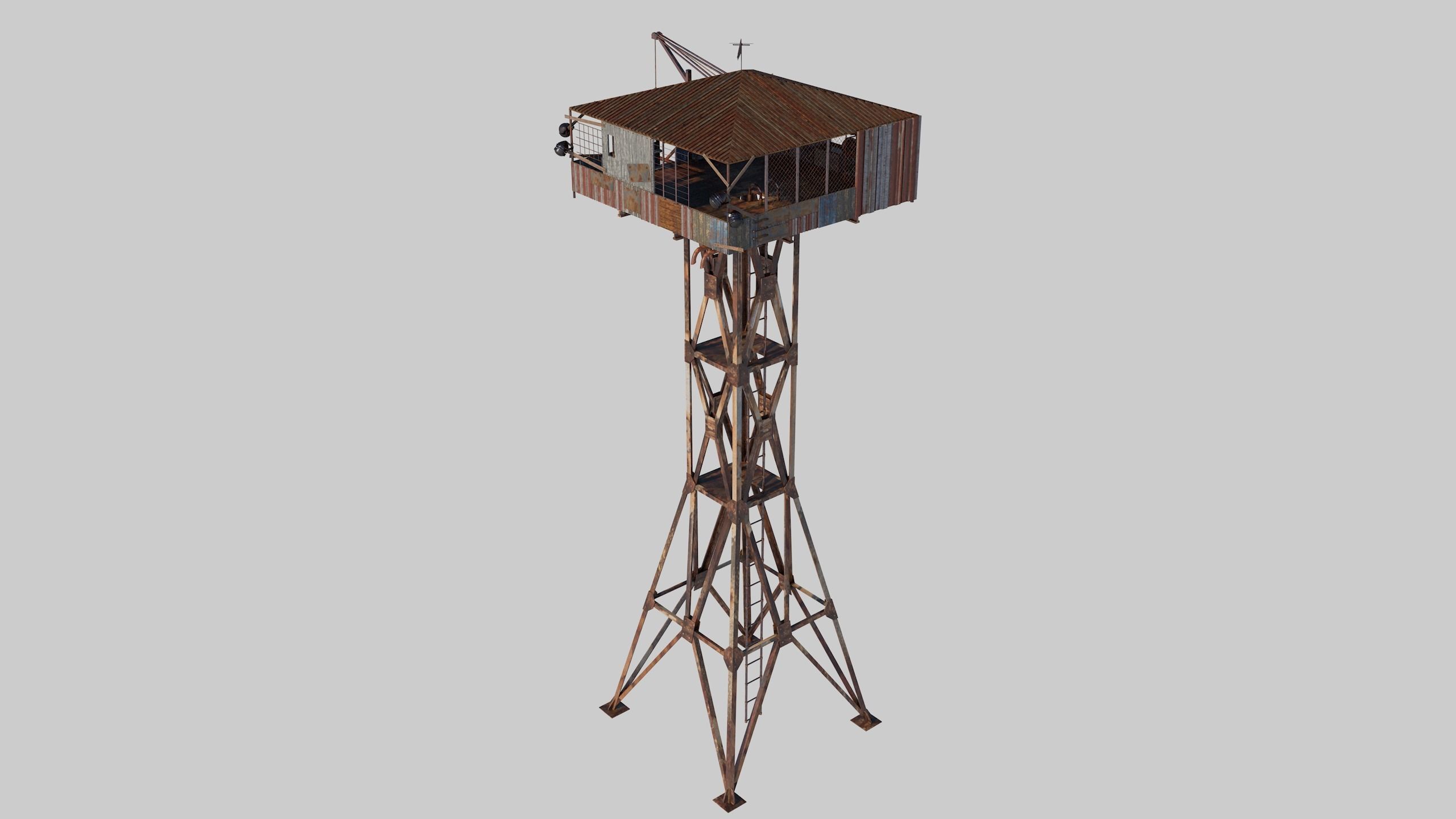 Post-apocalypse Guard Tower 3D model_15