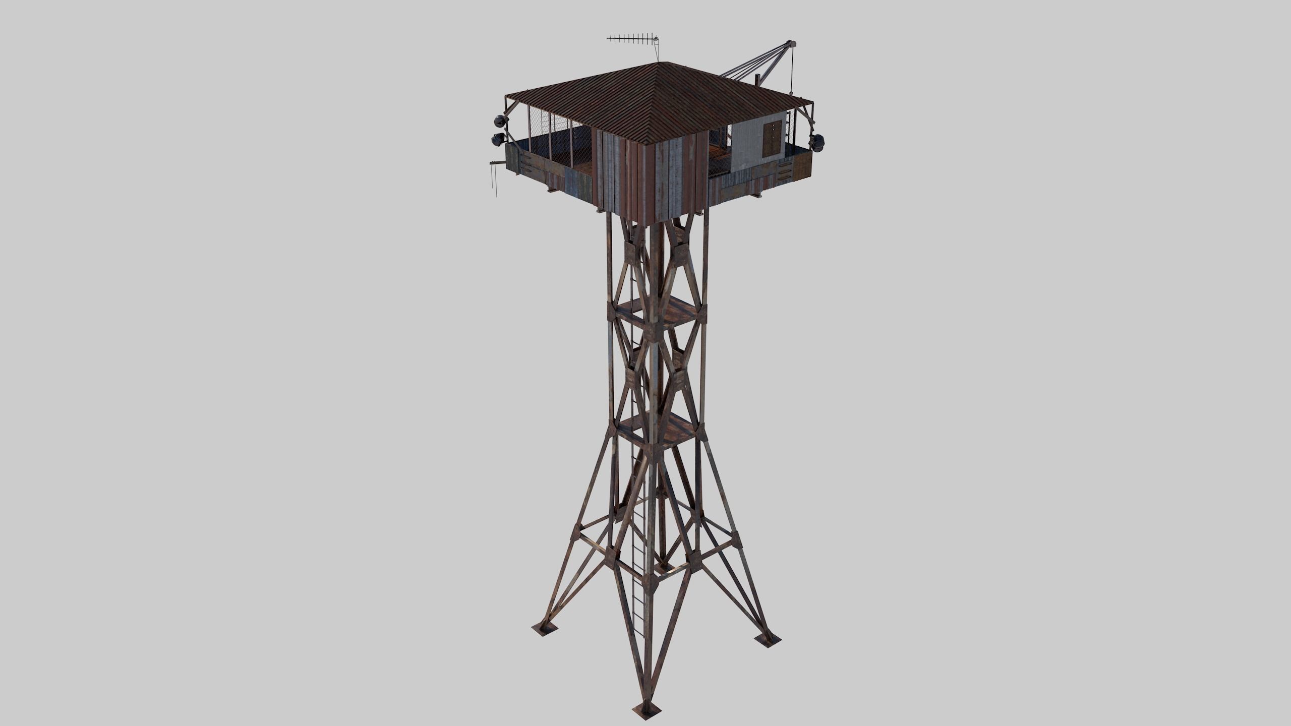 Post-apocalypse Guard Tower 3D model_17