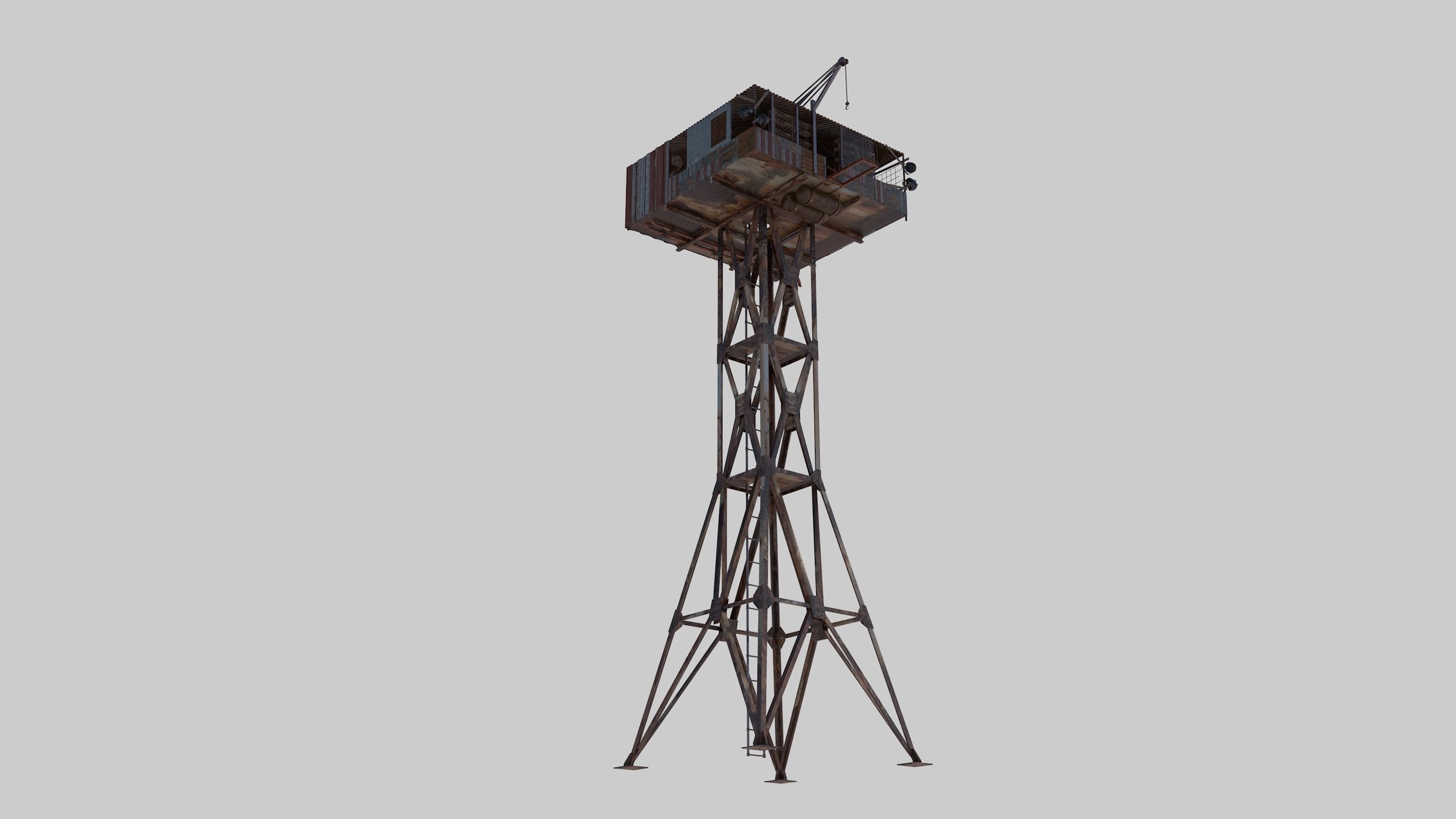 Post-apocalypse Guard Tower 3D model_16
