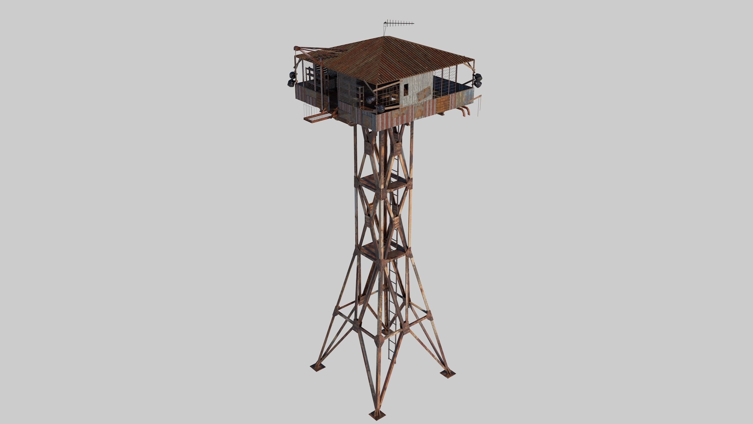 Post-apocalypse Guard Tower 3D model_19
