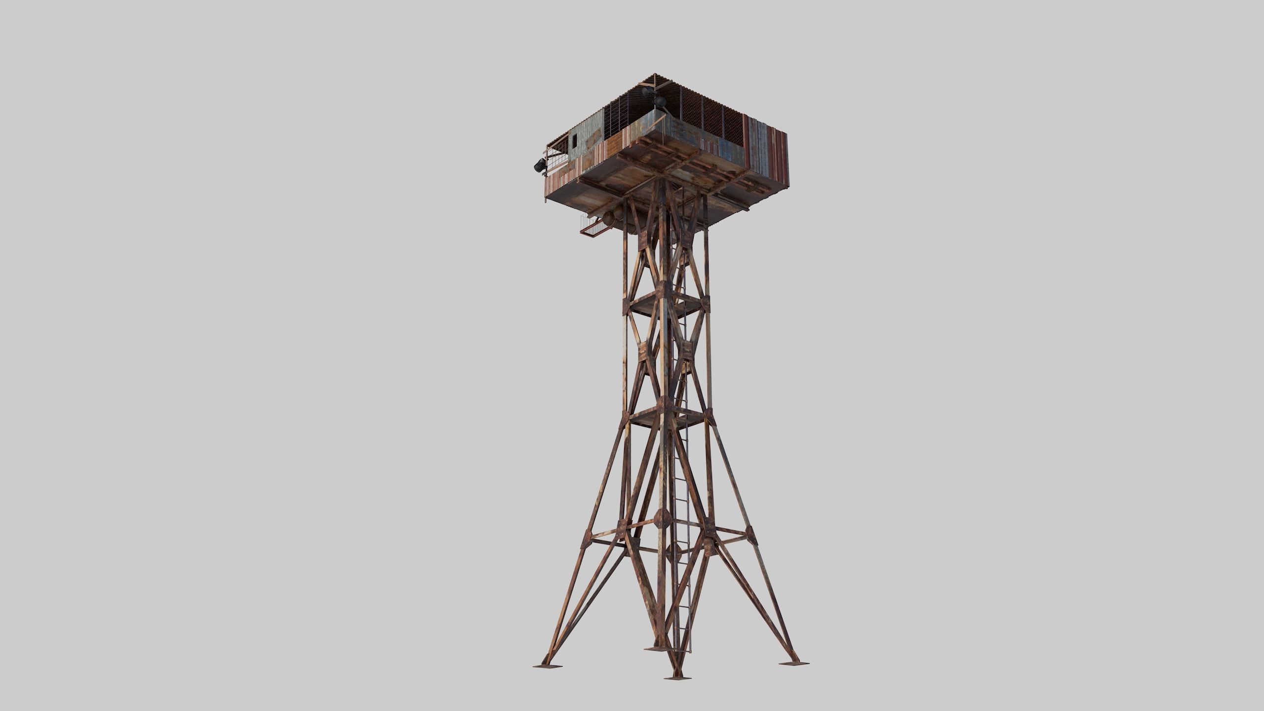 Post-apocalypse Guard Tower 3D model_12