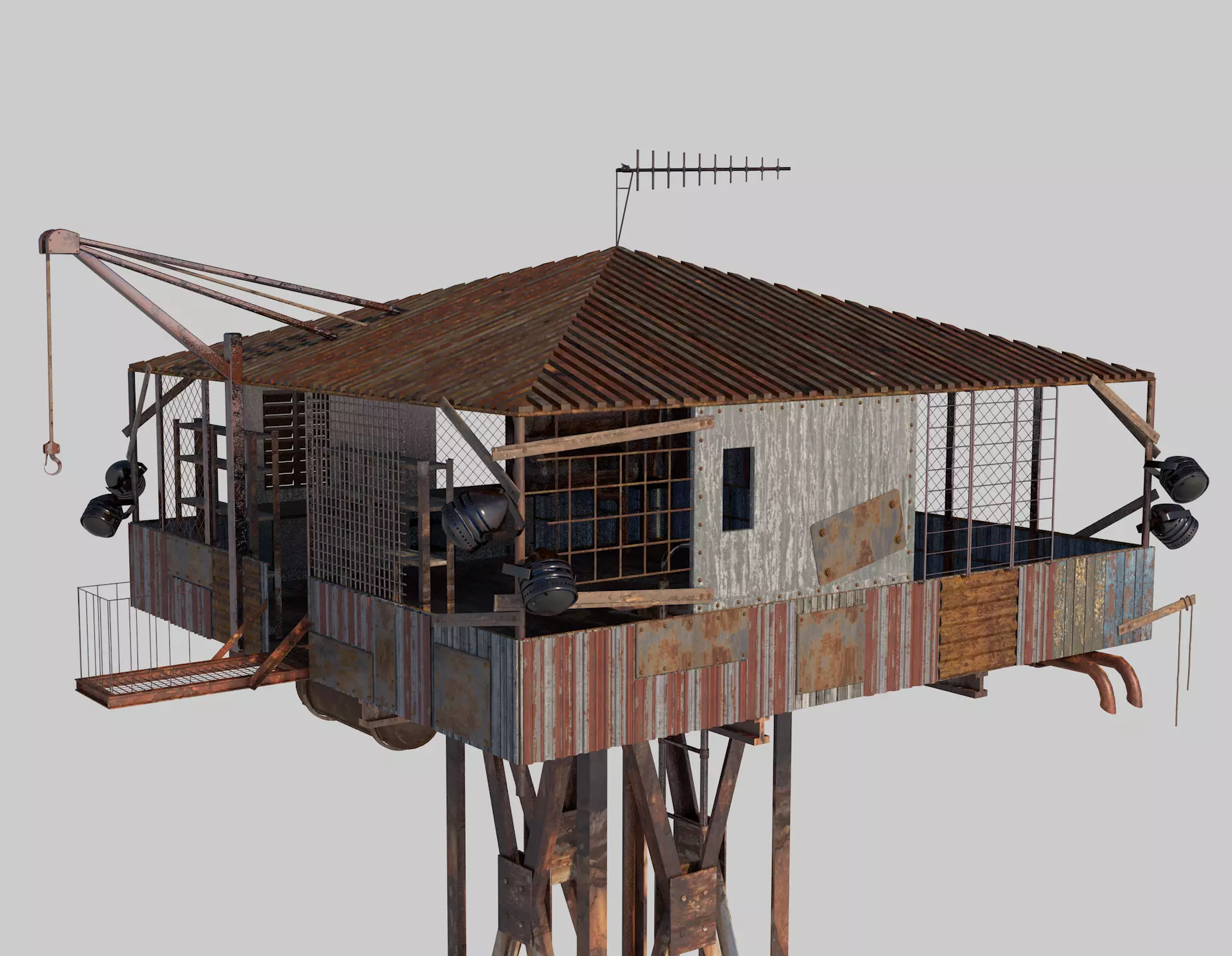 Post-apocalypse Guard Tower 3D model_0