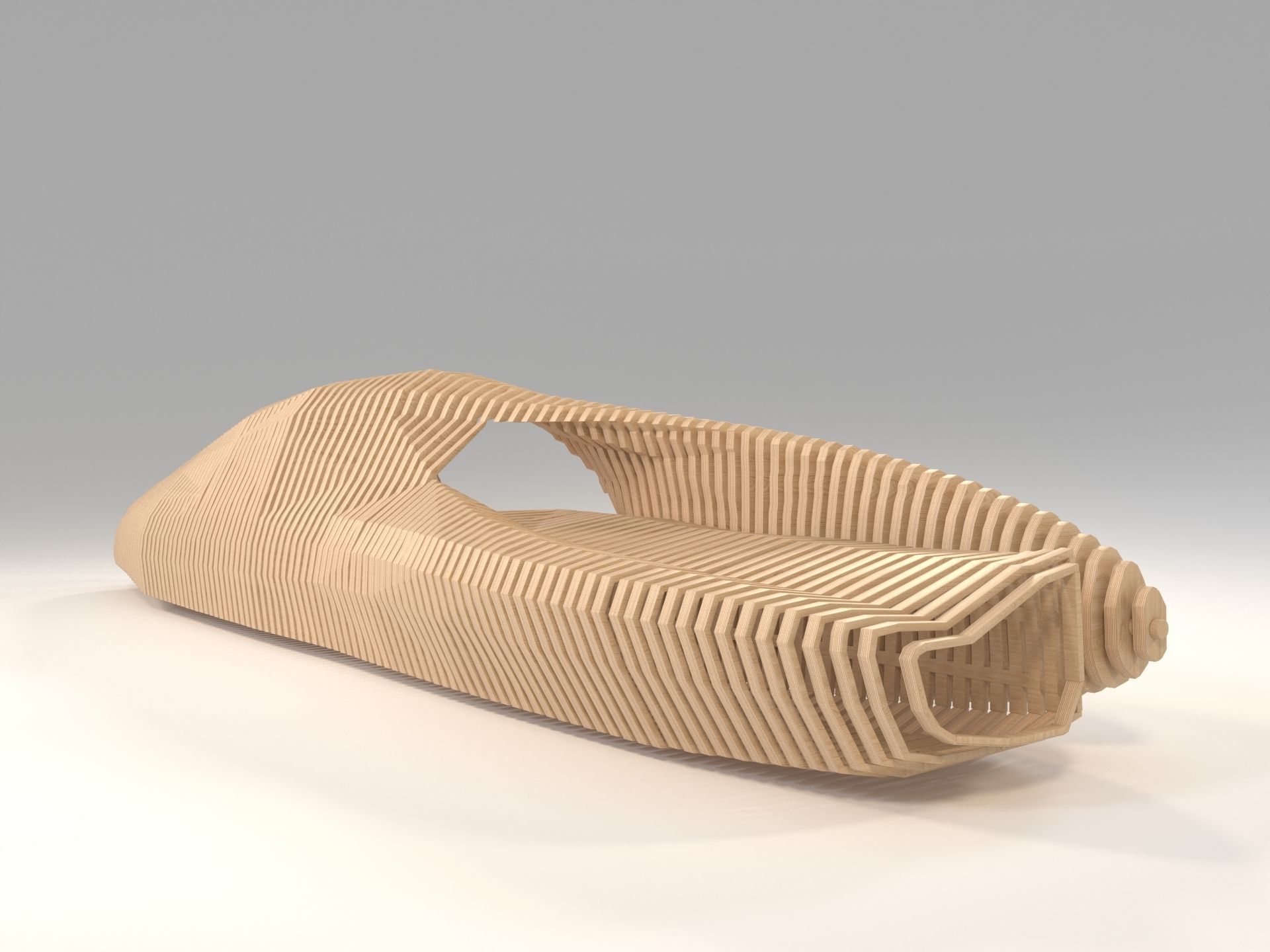 Parametric Bench  Snake Vertebrae 3D model_1