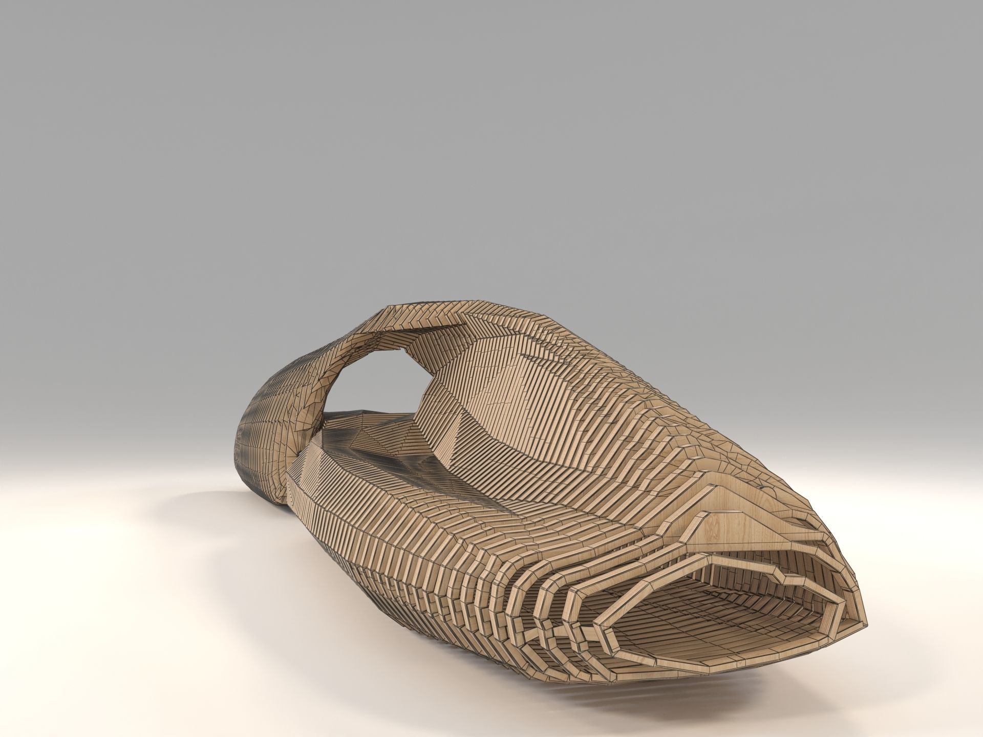 Parametric Bench  Snake Vertebrae 3D model_3
