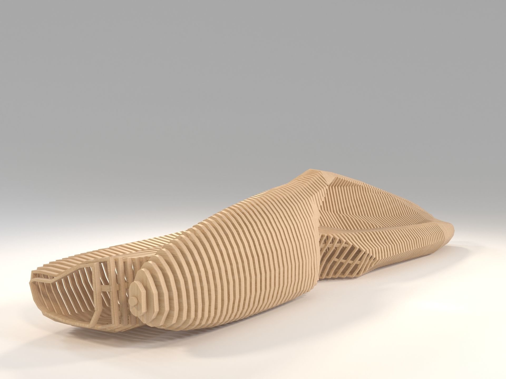Parametric Bench  Snake Vertebrae 3D model_8