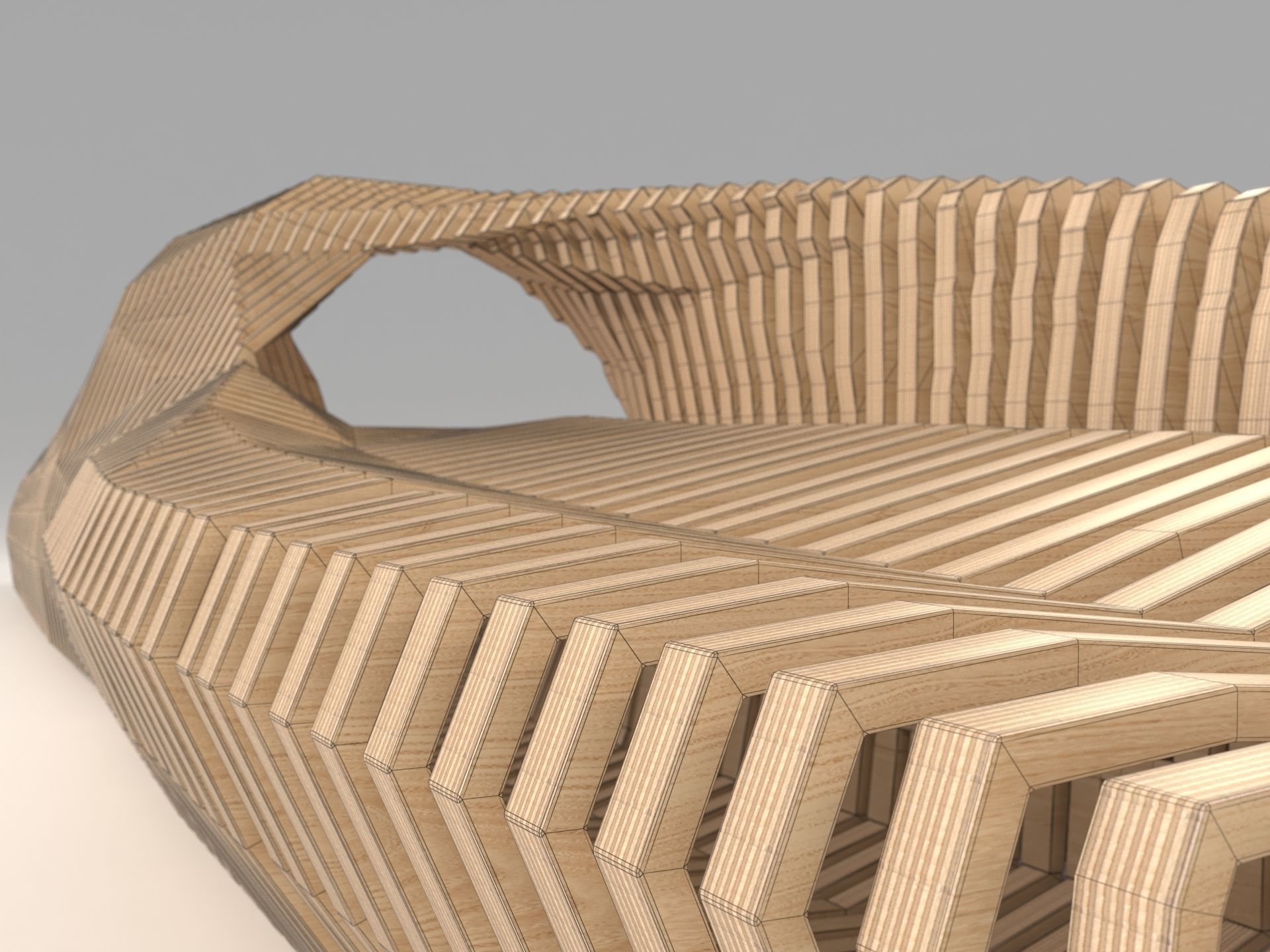 Parametric Bench  Snake Vertebrae 3D model_7