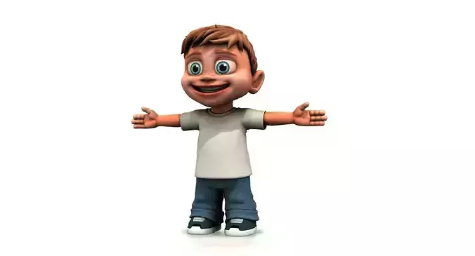 cute boy cartoon 3d model