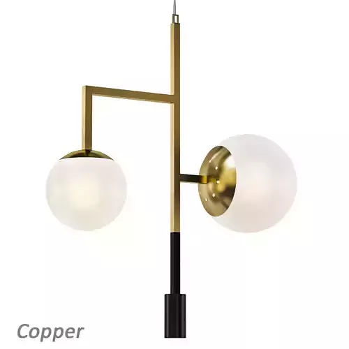 Copper pendant lamp with two balls